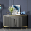 Sleek and stylish console cabinet with decorative items, enhancing home decor and providing functional storage.